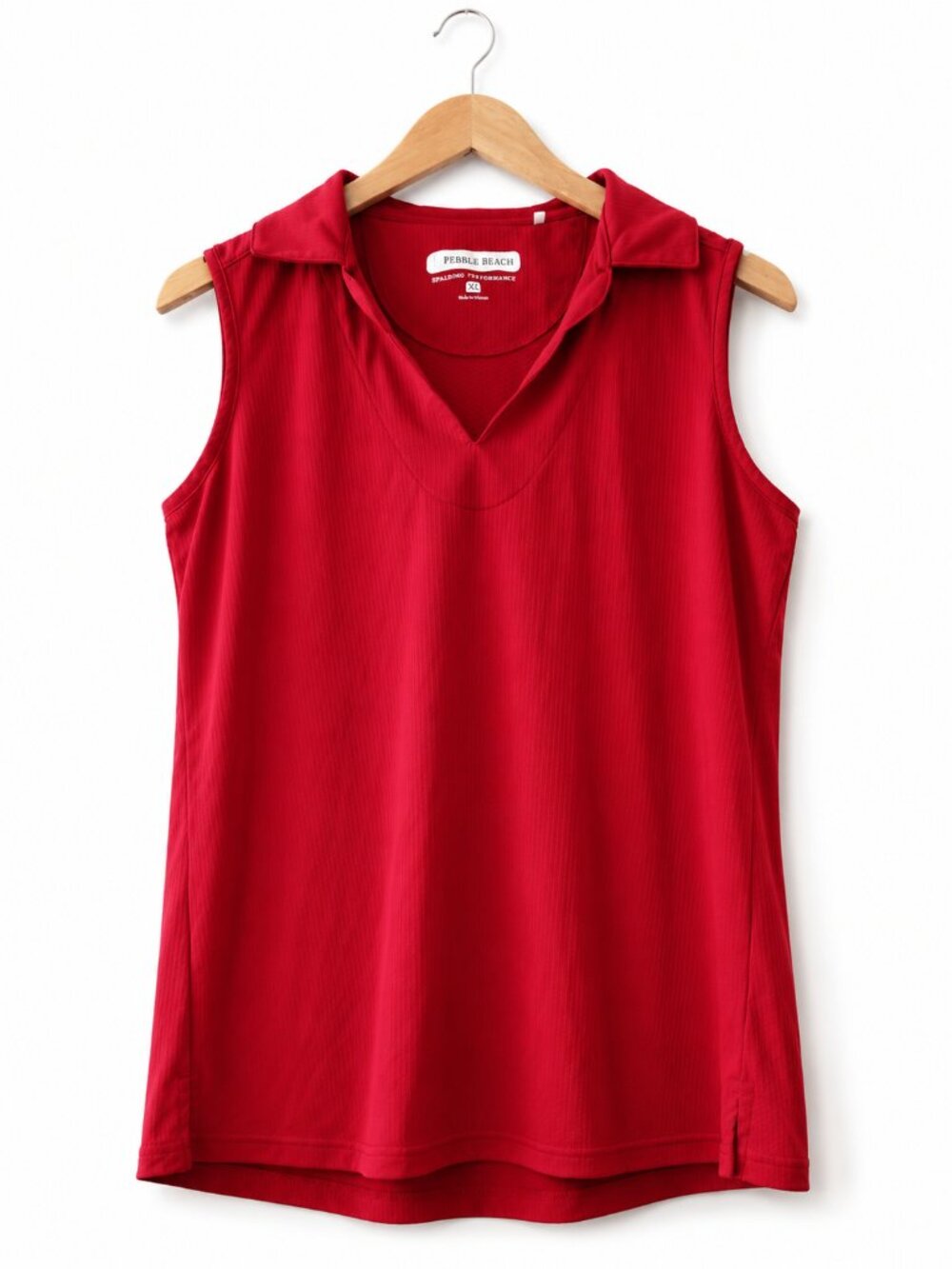 Pebble Beach Dry-Luxe Performance Sleeveless Golf Polo Top Red XL